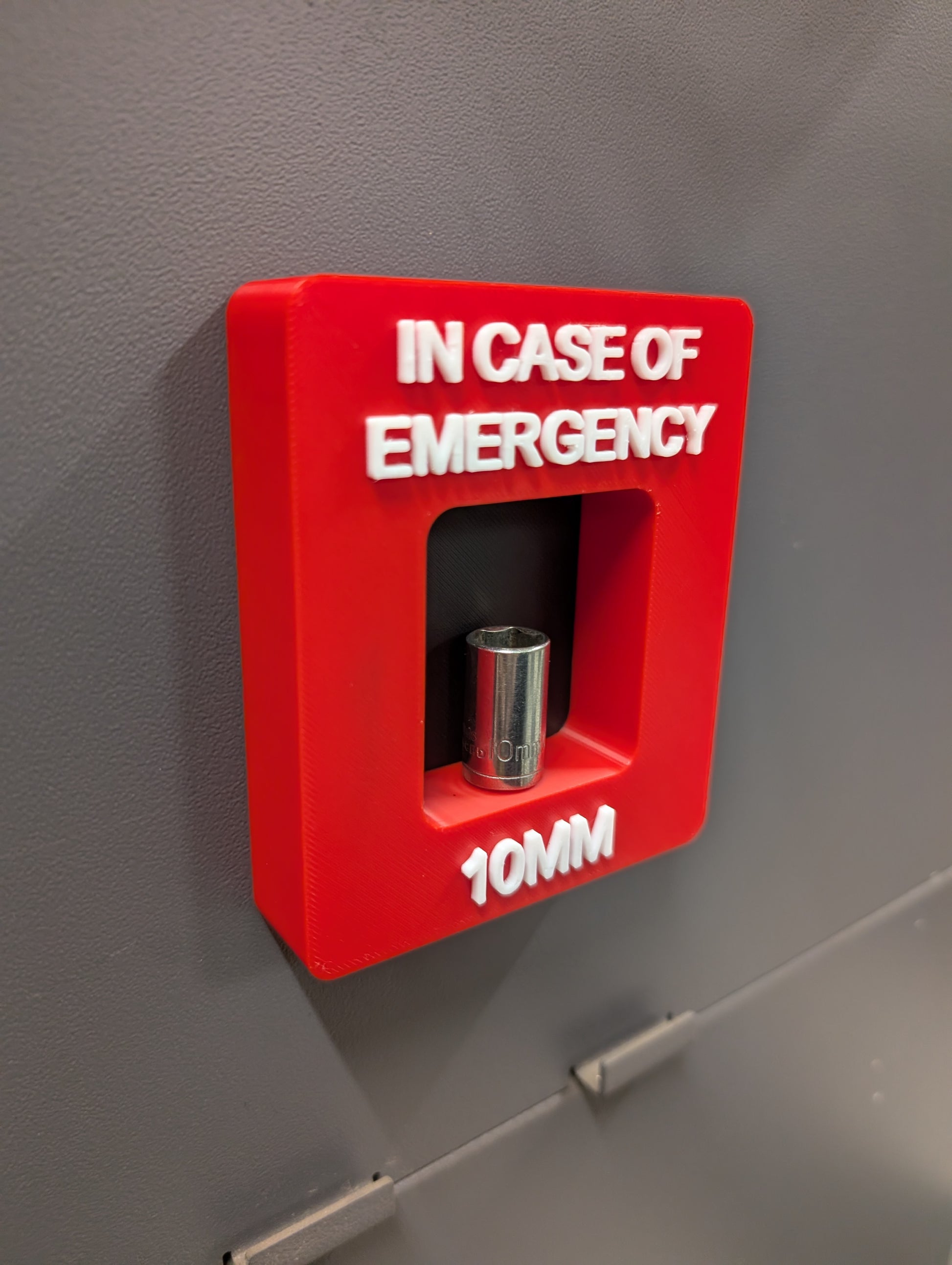 Red emergency box with 10mm socket